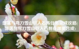 部落与弯刀雪山巨人石阵任务完成攻略(部落与弯刀雪山巨人药剂在哪里合成)