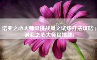 诺亚之心大师级挑战风之试炼打法攻略 (诺亚之心大师级挑战)