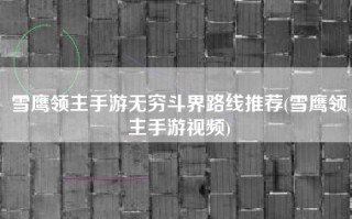 雪鹰领主手游无穷斗界路线推荐(雪鹰领主手游视频)