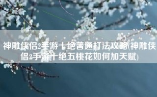神雕侠侣2手游十绝普通打法攻略(神雕侠侣2手游十绝五桃花如何加天赋)