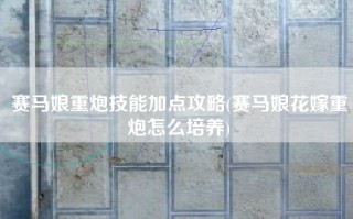 赛马娘重炮技能加点攻略(赛马娘花嫁重炮怎么培养)