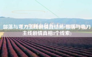部落与弯刀主线剧情真结局(部落与弯刀主线剧情真相3个线索)