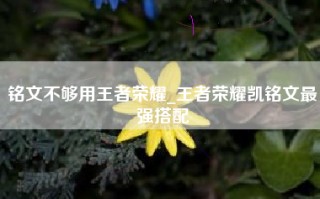 铭文不够用王者荣耀_王者荣耀凯铭文最强搭配