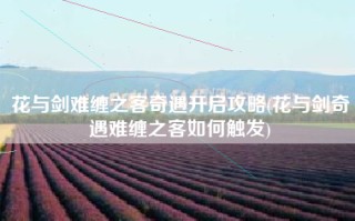 花与剑难缠之客奇遇开启攻略(花与剑奇遇难缠之客如何触发)