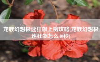 龙族幻想极速狂飙上榜攻略(龙族幻想极速狂飙怎么40秒)