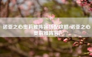 诺亚之心奥莉雅阵容搭配攻略(诺亚之心奥莉雅阵容)