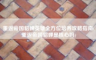重返帝国貂蝉英雄全方位培养攻略指南(重返帝国貂蝉是核心吗)