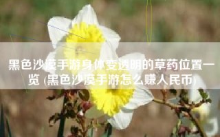 黑色沙漠手游身体变透明的草药位置一览 (黑色沙漠手游怎么赚人民币)