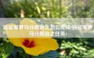 远征军罗马分而治之怎么完成(远征军罗马分而治之任务)