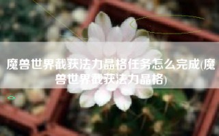 魔兽世界截获法力晶格任务怎么完成(魔兽世界截获法力晶格)