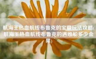 航海王热血航线布鲁克的宝藏玩法攻略(航海王热血航线布鲁克的遇难船多少金果)
