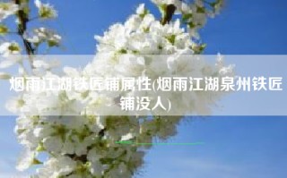 烟雨江湖铁匠铺属性(烟雨江湖泉州铁匠铺没人)