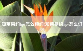 知苗易约hpv怎么预约(知苗易约hpv怎么订阅)