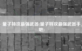 量子特攻最强武器(量子特攻最强武器手炮)
