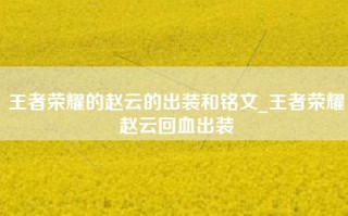 王者荣耀的赵云的出装和铭文_王者荣耀赵云回血出装