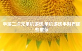手游二次元单机游戏,单机游戏手游有哪些推荐