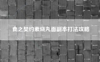 食之契约素烧丸面副本打法攻略