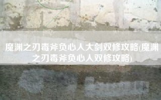 魔渊之刃毒斧负心人大剑双修攻略(魔渊之刃毒斧负心人双修攻略)