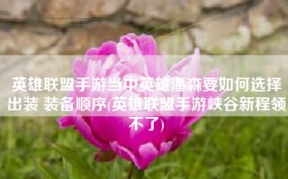 英雄联盟手游当中英雄潘森要如何选择出装 装备顺序(英雄联盟手游峡谷新程领不了)