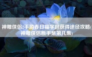 神雕侠侣2手游春日福字包获得途径攻略(神雕侠侣断手是第几集)