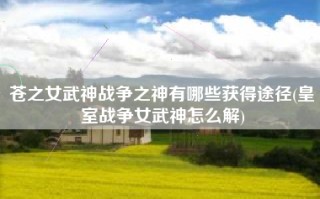 苍之女武神战争之神有哪些获得途径(皇室战争女武神怎么解)