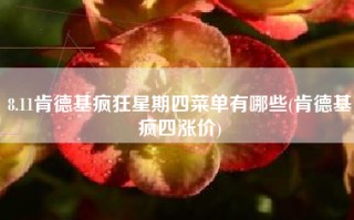 8.11肯德基疯狂星期四菜单有哪些(肯德基疯四涨价)