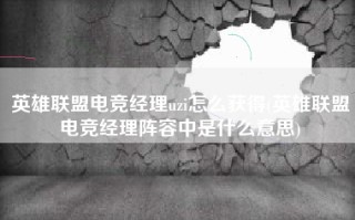 英雄联盟电竞经理uzi怎么获得(英雄联盟电竞经理阵容中是什么意思)
