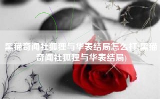 黑猫奇闻社狐狸与华表结局怎么打(黑猫奇闻社狐狸与华表结局)