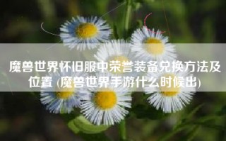 魔兽世界怀旧服中荣誉装备兑换方法及位置 (魔兽世界手游什么时候出)