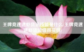 王牌竞速逮虾货运技能是什么(王牌竞速逮虾货运值得买吗)