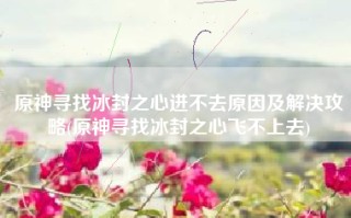 原神寻找冰封之心进不去原因及解决攻略(原神寻找冰封之心飞不上去)