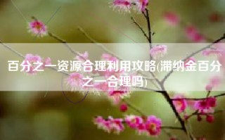 百分之一资源合理利用攻略(滞纳金百分之一合理吗)