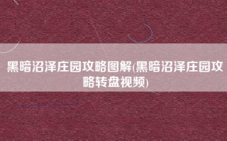 黑暗沼泽庄园攻略图解(黑暗沼泽庄园攻略转盘视频)