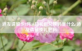 道友请留步8月16日礼包兑换码是什么(道友请留步礼包码)