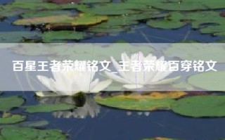 百星王者荣耀铭文_王者荣耀百穿铭文