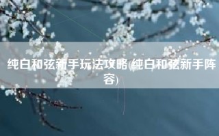 纯白和弦新手玩法攻略(纯白和弦新手阵容)