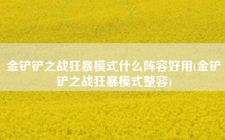 金铲铲之战狂暴模式什么阵容好用(金铲铲之战狂暴模式整容)