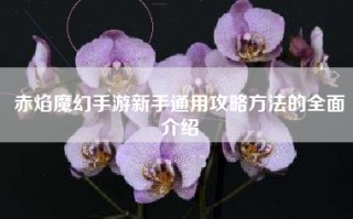 赤焰魔幻手游新手通用攻略方法的全面介绍