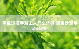 黑色沙漠手游工人怎么选择(黑色沙漠手游t0职业)