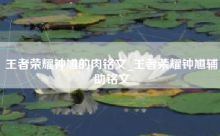 王者荣耀钟馗的肉铭文_王者荣耀钟馗辅助铭文