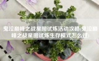 鬼泣巅峰之战星图试炼活动攻略(鬼泣巅峰之战星图试炼生存模式怎么过)