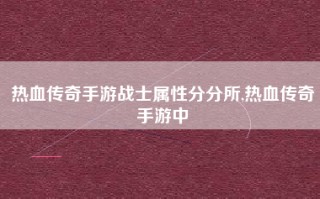 热血传奇手游战士属性分分所,热血传奇手游中