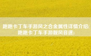 跑跑卡丁车手游风之合金属性详情介绍(跑跑卡丁车手游靓风音速)