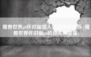 魔兽世界p6怀旧服猎人饰品选择推荐 (魔兽世界怀旧服p6阶段法师装备)