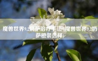魔兽世界9.2奶萨治疗手法 (魔兽世界9.2奶萨橙装选择)