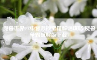 魔兽世界9.2中音源锁宝箱解谜攻略(魔兽争霸破解版下载)