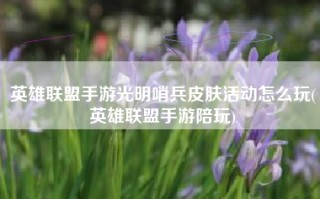 英雄联盟手游光明哨兵皮肤活动怎么玩(英雄联盟手游陪玩)