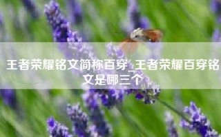 王者荣耀铭文简称百穿_王者荣耀百穿铭文是哪三个