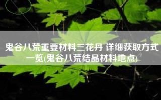 鬼谷八荒重要材料三花丹 详细获取方式一览(鬼谷八荒结晶材料地点)