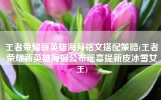 王者荣耀新英雄海月铭文搭配策略(王者荣耀新英雄海报公布瑶喜提新皮冰雪女王)